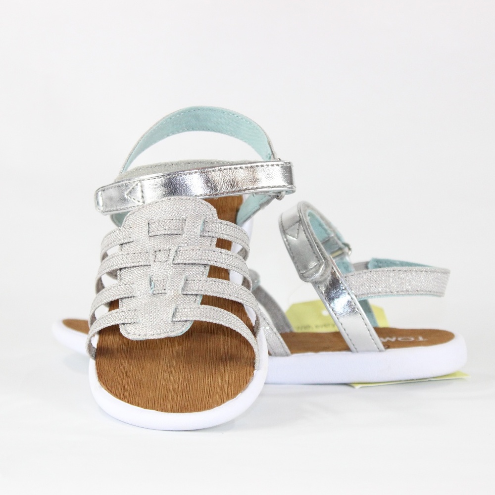 Toms Girls Silver Huarache Sandals
